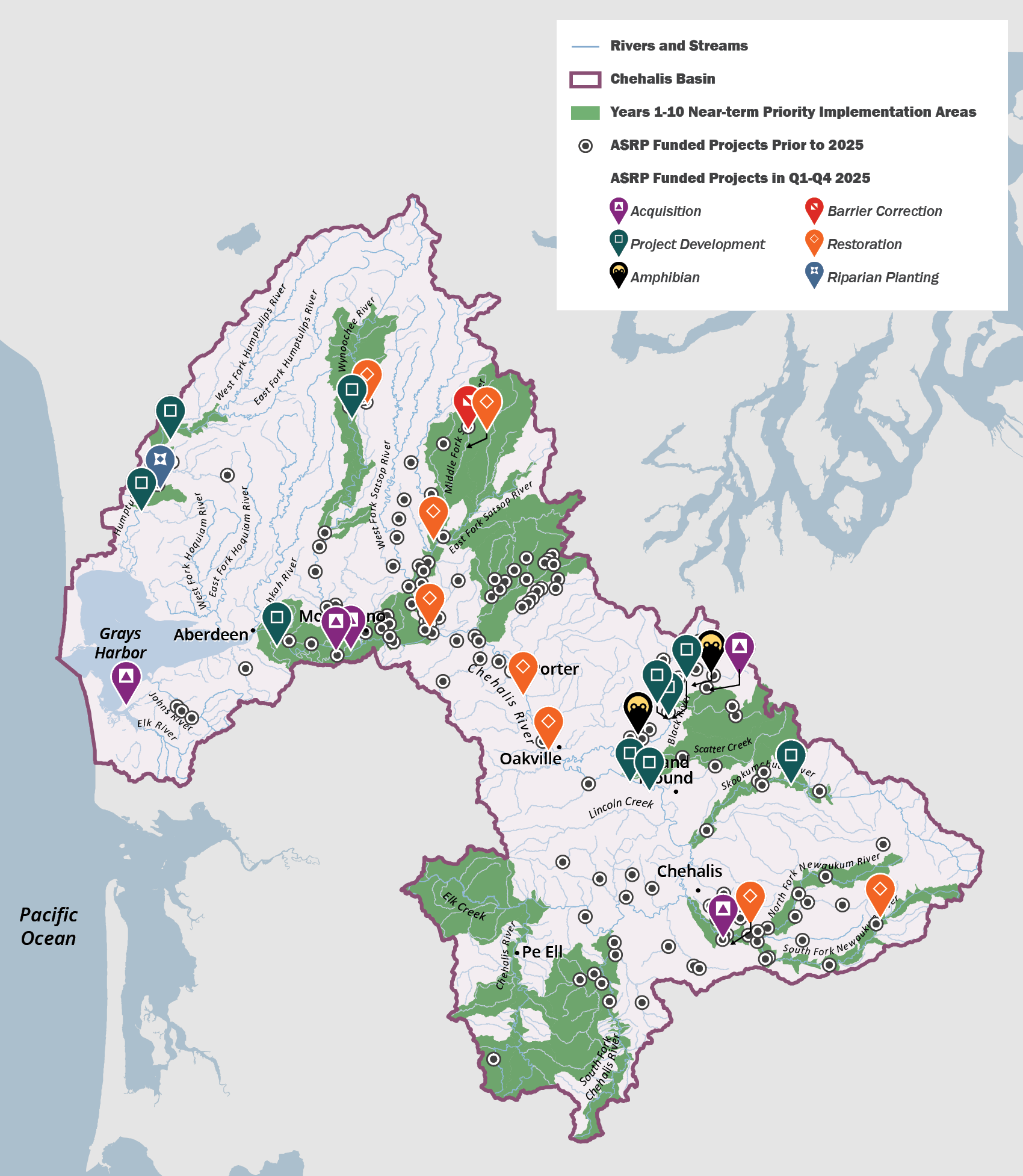 ASRP_Map_2025_V2 Aquatic Species Restoration Plan Projects Approved, 2015 to Present